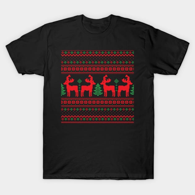 Traditional, Deer with trees Merry Christmas Cool and Funny Gift Design T-Shirt by fratdd